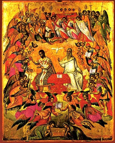 Liturgy, 16th century, work of art of Michael Damaskinos. (Church of St. Minas in Heraklion)