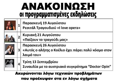 Οι εκδηλώσεις